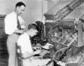 Instruction on a linotype machine in 1930