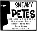 1968 ad for Sneaky Pete's